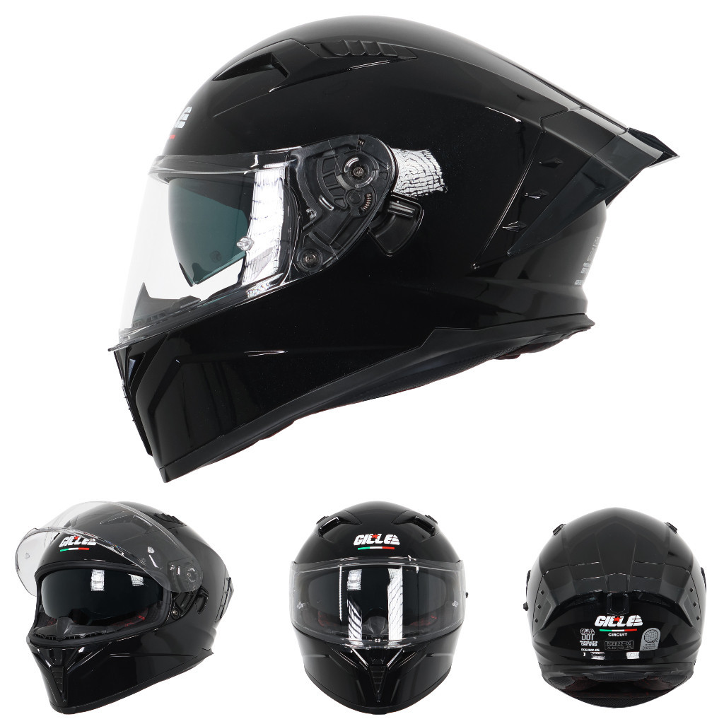 GILLE 843 CIRCUIT Plain Color Motorcycle Helmet Full Face Dual Visor ...