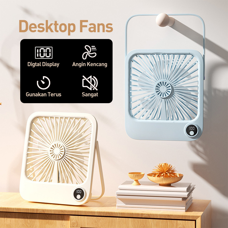 Desk USB Rechargeable Fan Portable Fan Digital DIsplay 5 Wind Speeds ...