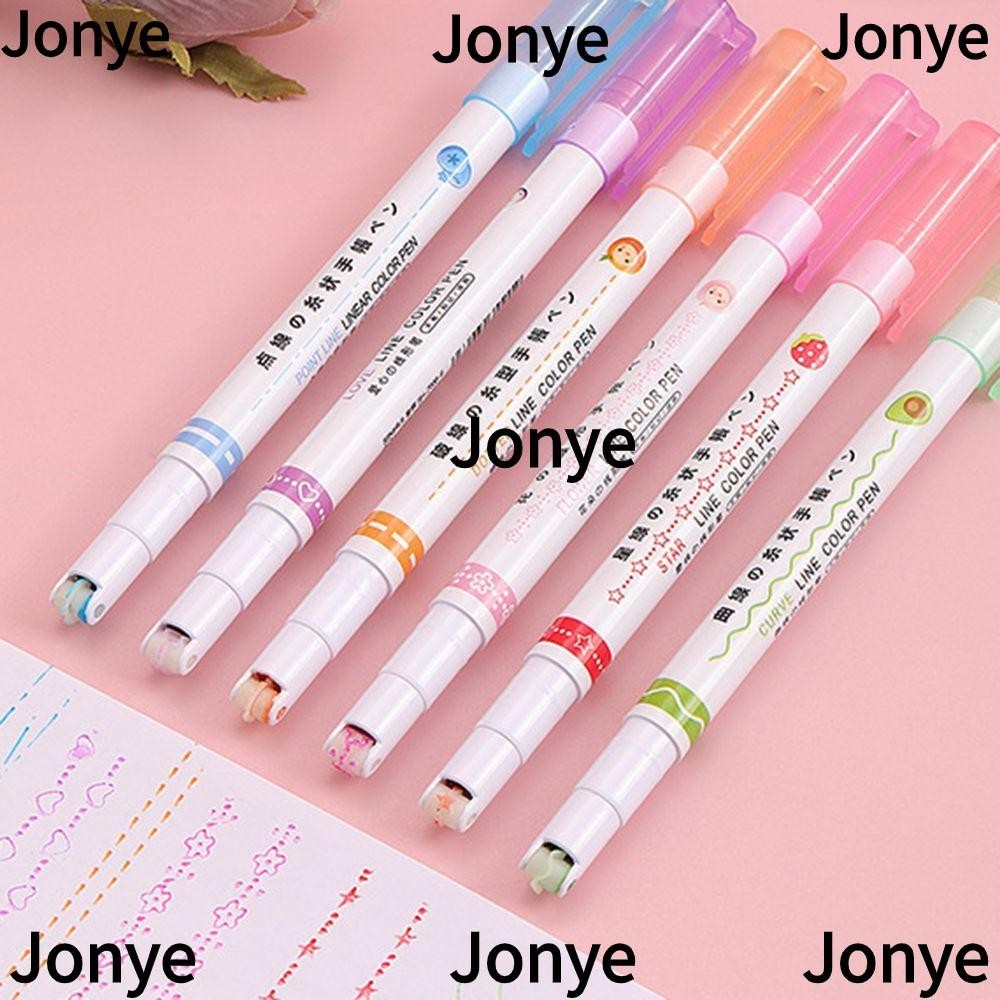 JONYE 6PCS Curve Highlighter Pen Christmas Office Supplies Curve Line ...