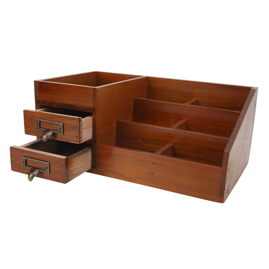 GG+Wood Desk Organizer Antique Retro Multi Layer Wooden Storage Cabinet ...
