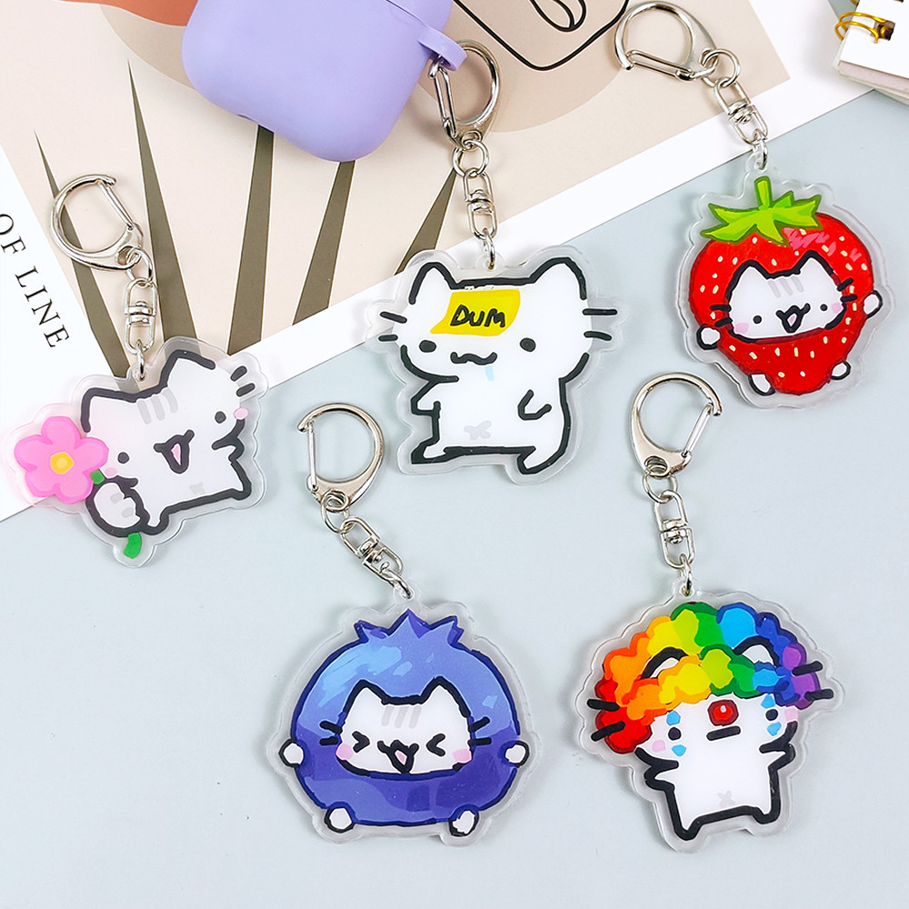 Creative Car Acrylic Keychains Cute Double Sides Kitten Keyring Friend ...
