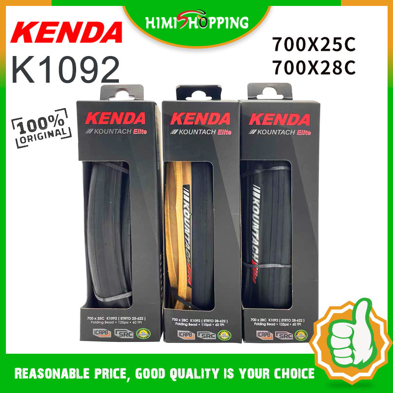 Pneu Vélo De Route KENDA Kountach K1092 700x23C Pliant - Noir Et Rouge - Neuf