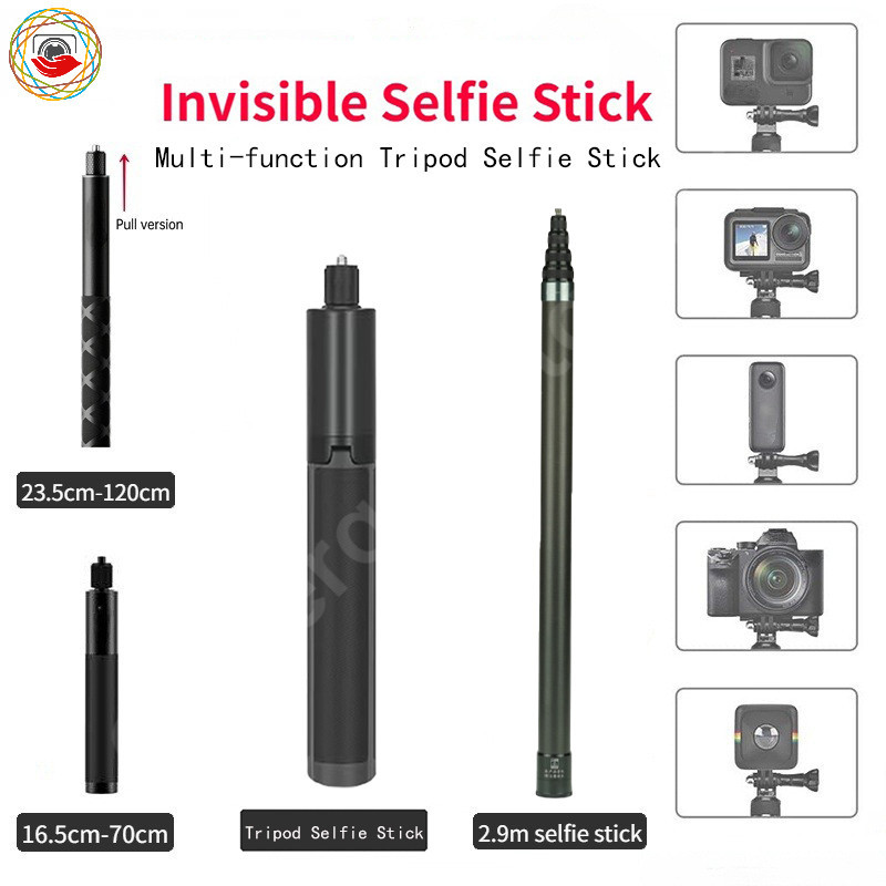 Carbon fiber 3M Extended Edition Invisible Selfie Stick For 360 X5