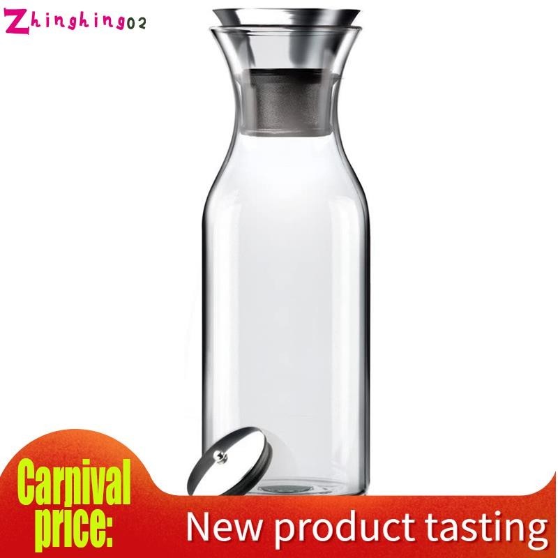 ★zhinghing02★ 35 Oz Glass Carafe with Stainless Steel Silicone Flip-Top ...