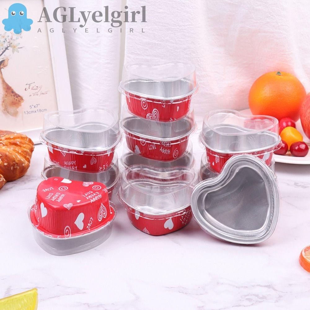 Aglyelgirl 10pcs Set Aluminum Foil Cake, Heart Shaped Mother's Day Pan 