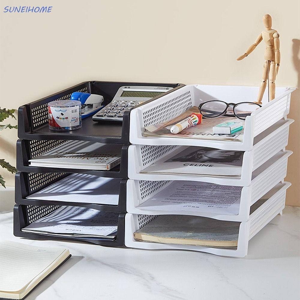 SUNEIHOME Stackable File Rack, Desktop Organizer File Organizer A4 File ...