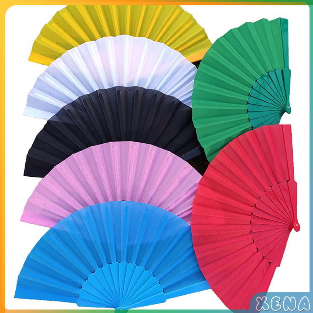 XEna Handheld Folding Fans 43cm*23cm Solid Color Plastic For Summer ...