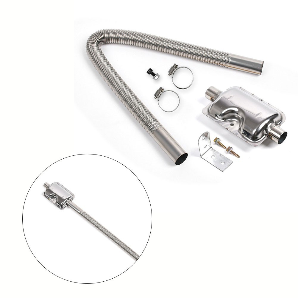 autozen Heater Exhaust Pipe with Muffler, 200cm two-layer Stainless Steel generator exhaust hose