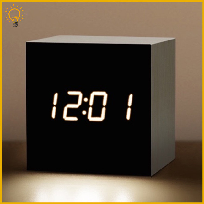 【COD】 Digital Alarm Clock Wooden Electronic LED Time Display Silence