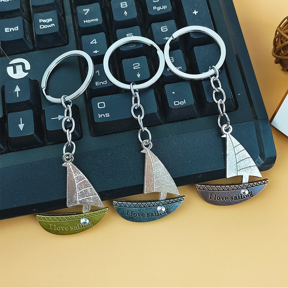 Retro Sailing Keychain Fashion Sailboat Metal Keyrings For Women Men ...