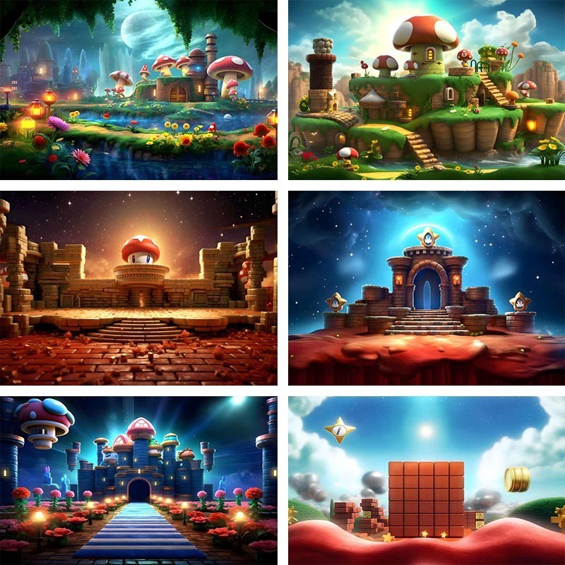 Super Mario Backdrop For Baby Shower New Born Cake Smash Boy Girl ...