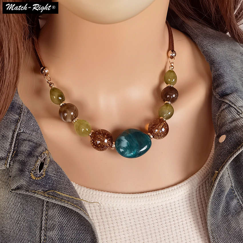 Elegant Colorful Beaded Bib Necklace Ethnic Boho Acrylic Beads Geometric Style Short Necklace Leather Choker Chunky Choker Necklaces Shopee Philippines