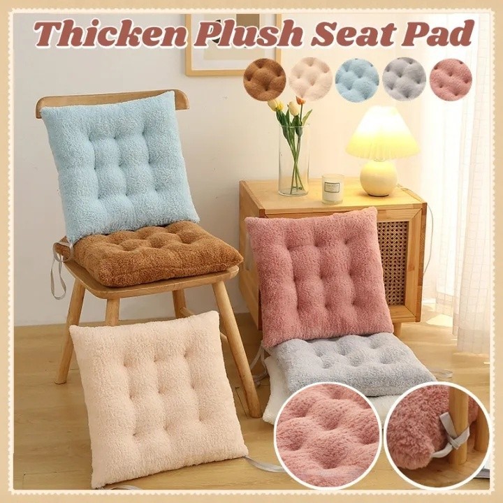 Plush Square Chair Pad Home Office Chair Thickened Soft Cushion With ...