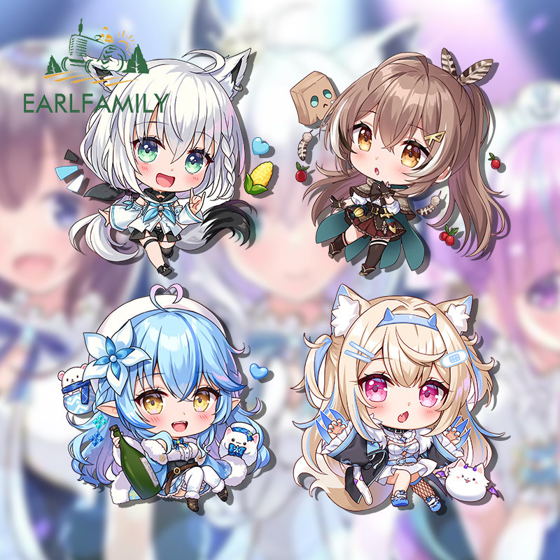 EARLFAMILY 13cm Fubuki Vtuber Kawaii Car Stickers Simple Air ...