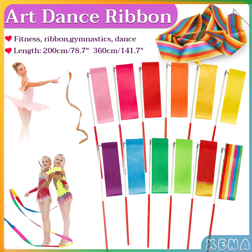 XEna Colorful Dance Ribbon Art Gymnastic Gym Ribbons Ballet Streamer ...