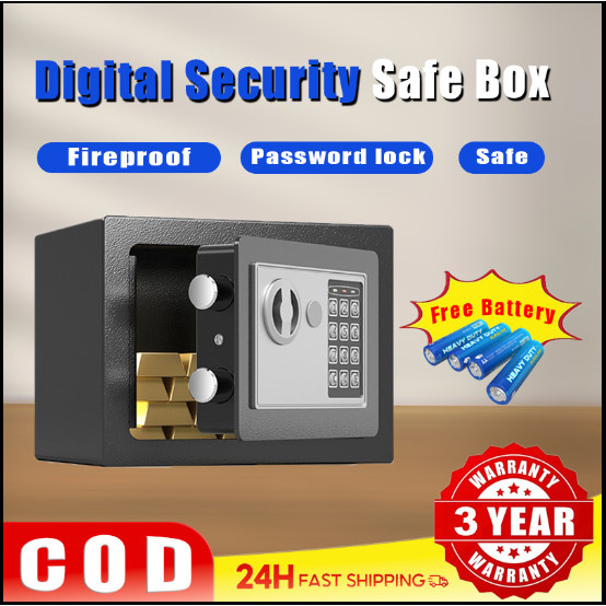 Fireproof Safe Box Cash Box Safety Vault Money Security Mini Strong Box ...