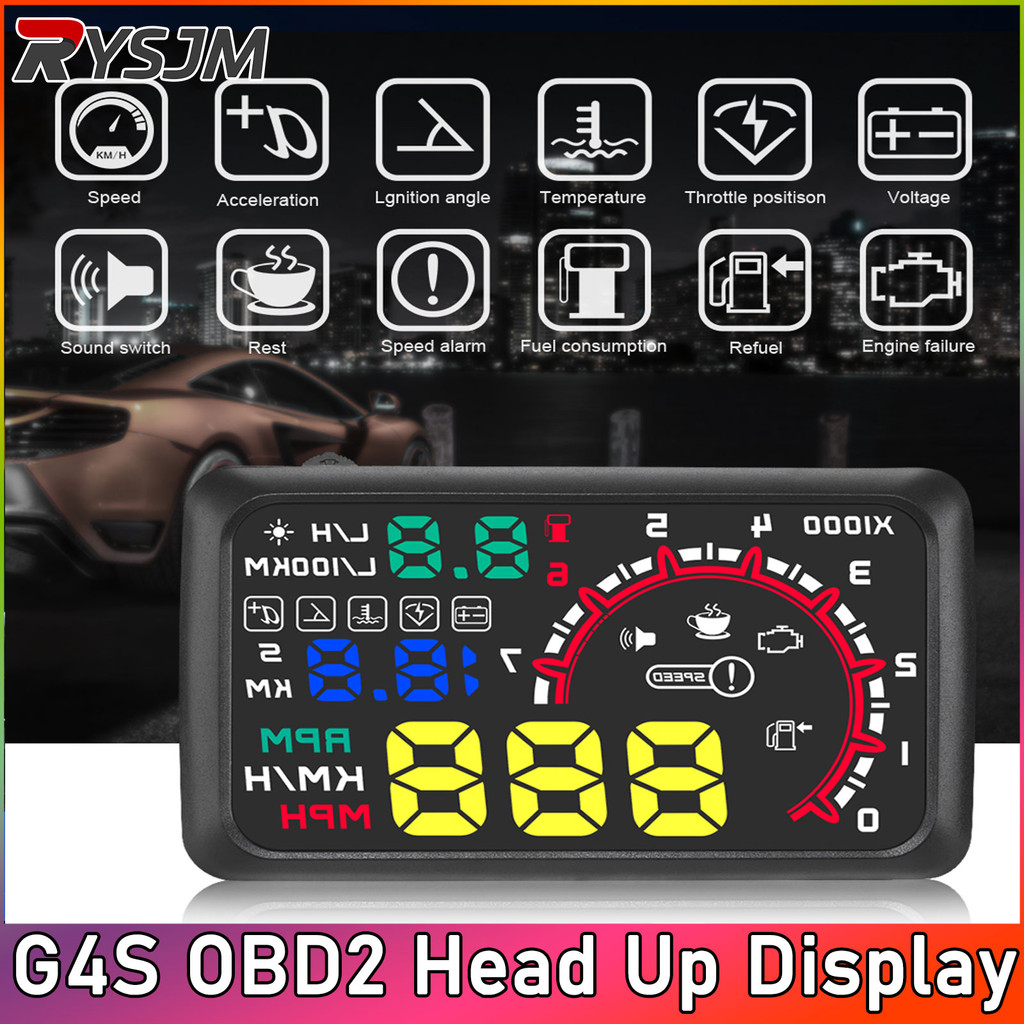 W02 Car OBD HUD 5.8inch HD Projector Head Up Display Acceleration Fuel ...