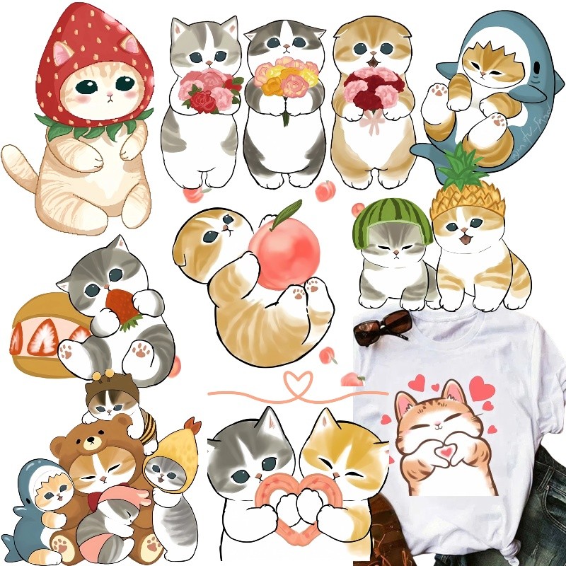 Mofusand Cute Cat Cartoon Hot Stamping Stickers DIY Heat Transfer ...