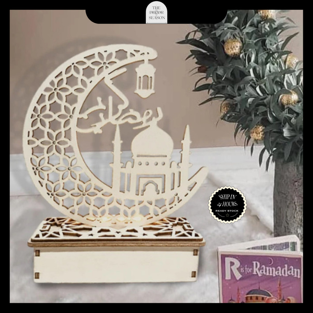 Wooden Moon Decoration Hari Raya Aidilfitri Decor Hotel Office Modern ...