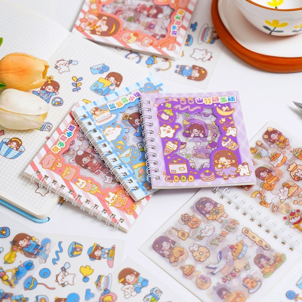 Kawaii Frosted Handbook Sticker Cartoon DIY Waterproof Decorative ...