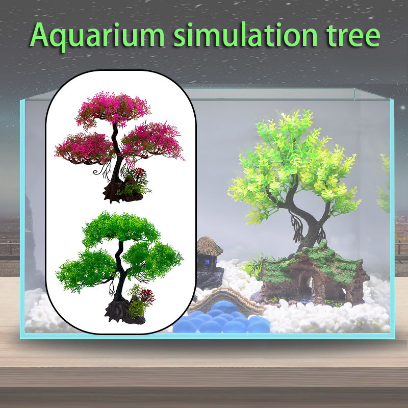 Aquarium simulation tree artificial underwater aquatic grass fish tank ...
