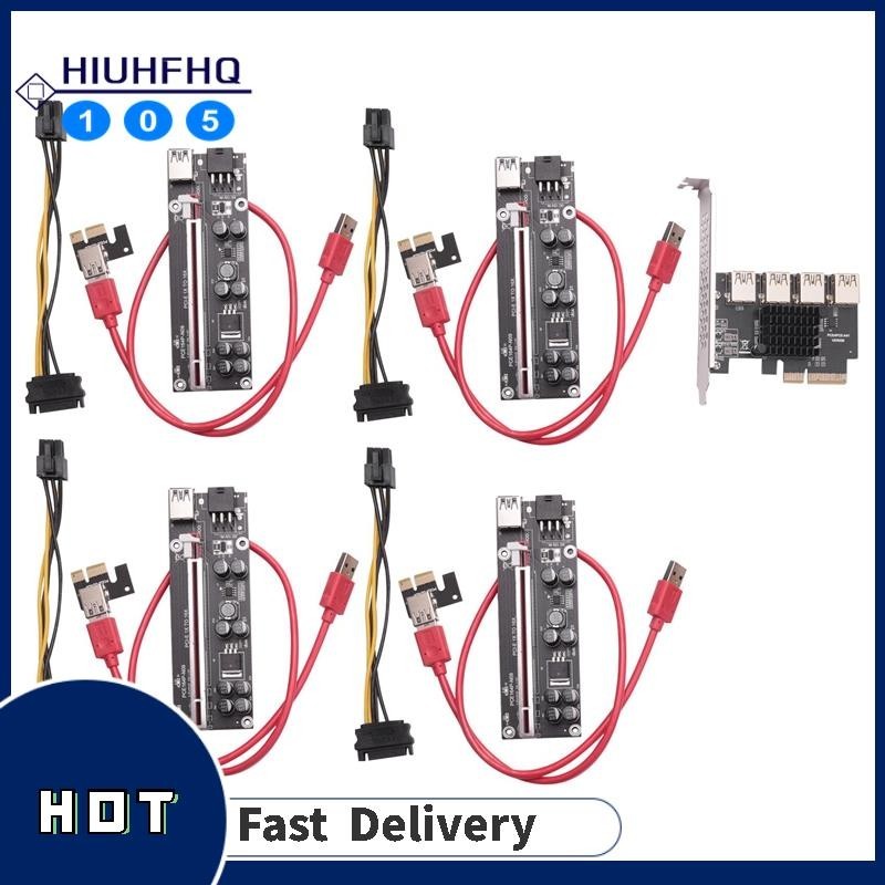 【Hiuhfhq105】PCIE 4X to 4 Port USB 3.0 PCI-E Riser 4X To16X Expansion ...