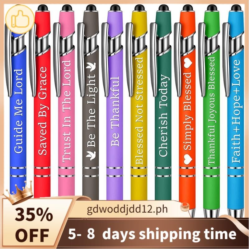 12x Motivations-Kugelschreiber Mit Stylus – Bunte Farben, Motivierende Sprüche, Für Touchscreen