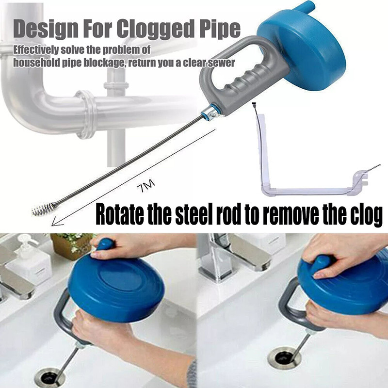 New 5/10M Drain Unblocker Tool Clog Flexible Auger Snake Rod SinkTub ...