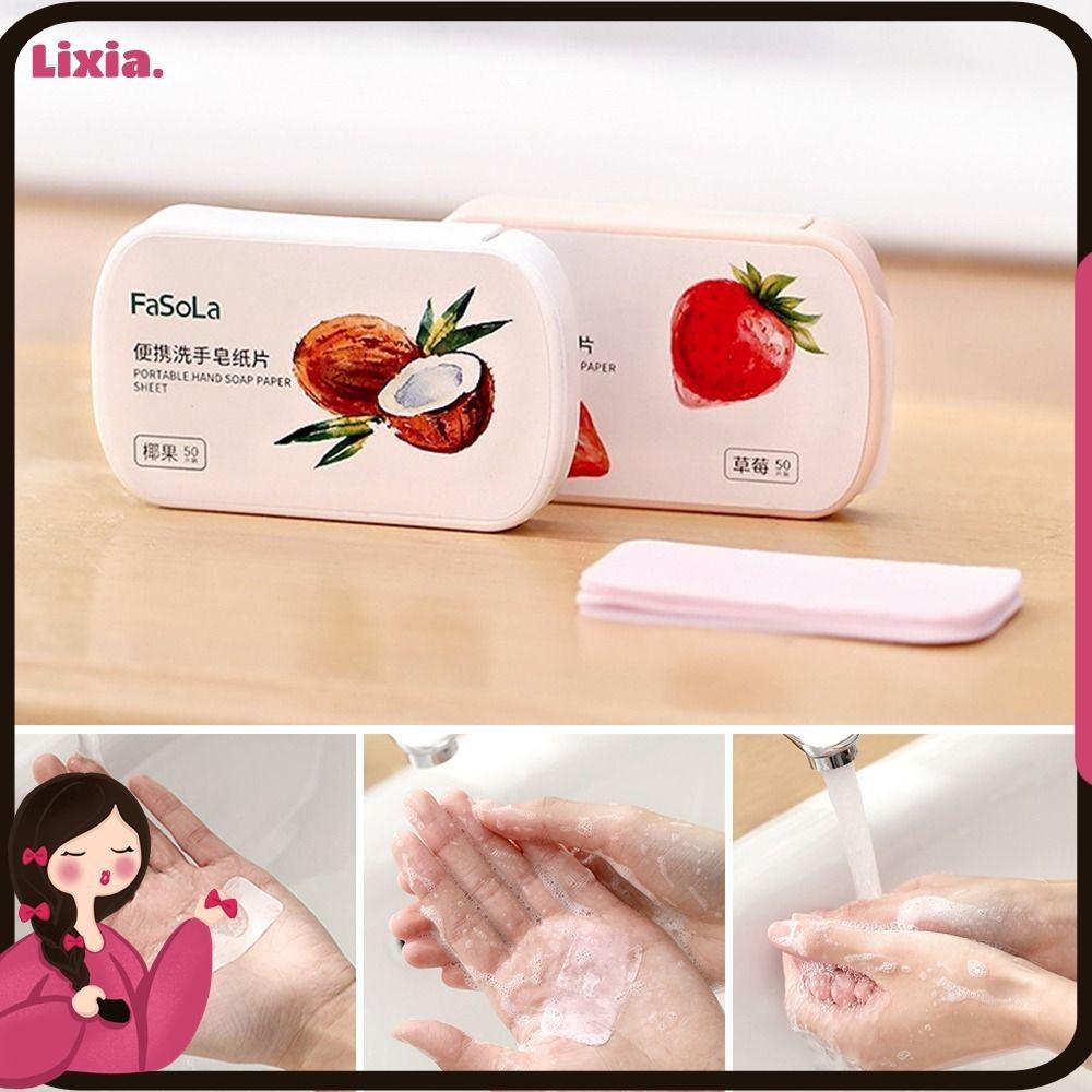 LIXIA 100 Slice Paper Soap Mini Strawberry Coconut Scented Soap Papers ...