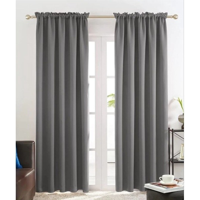 Rod Pocket Curtain (nonring)Geena Plain 6FT / 7FT Door/Window /Mariya