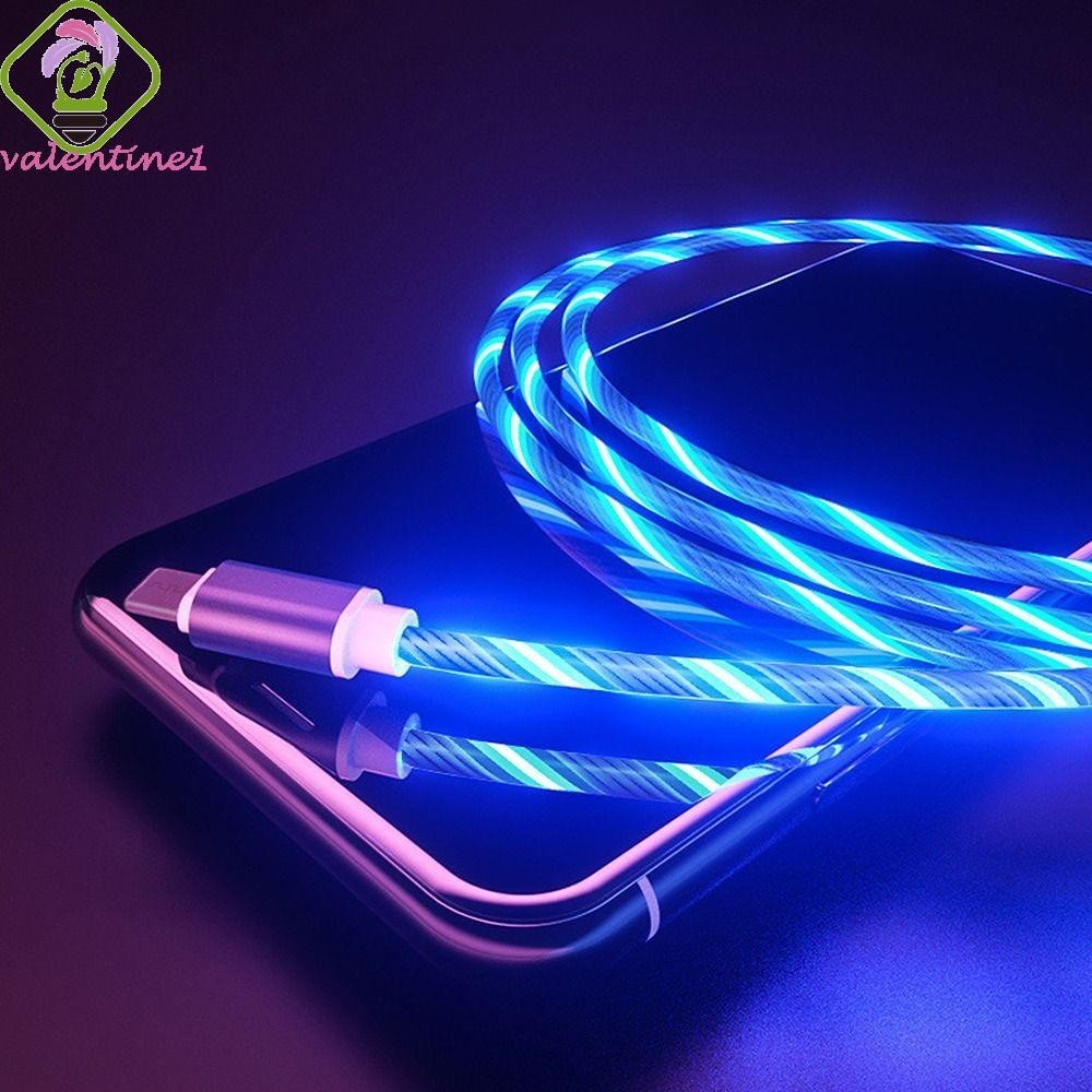 AVALENTINE Glowing Cable 1PC Charger Adapter Colorful Flowing LED USB C ...