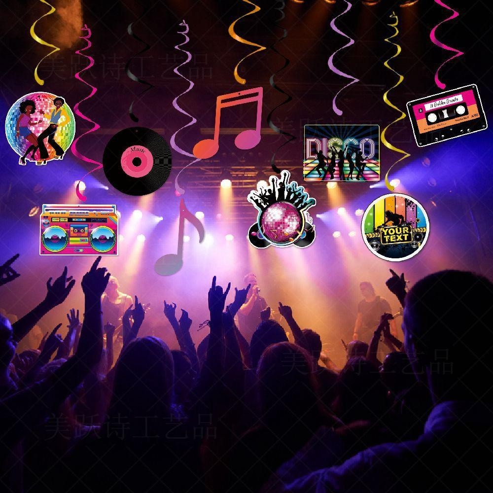 Retro Disco Party Decorations 18pcs Disco Ball Rock Music Note Record ...