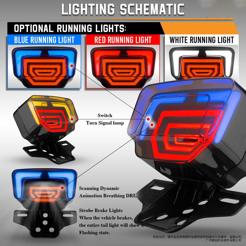 TMX 155 Running Tail Light Waterproof Signal Light Brake Light With RGB ...
