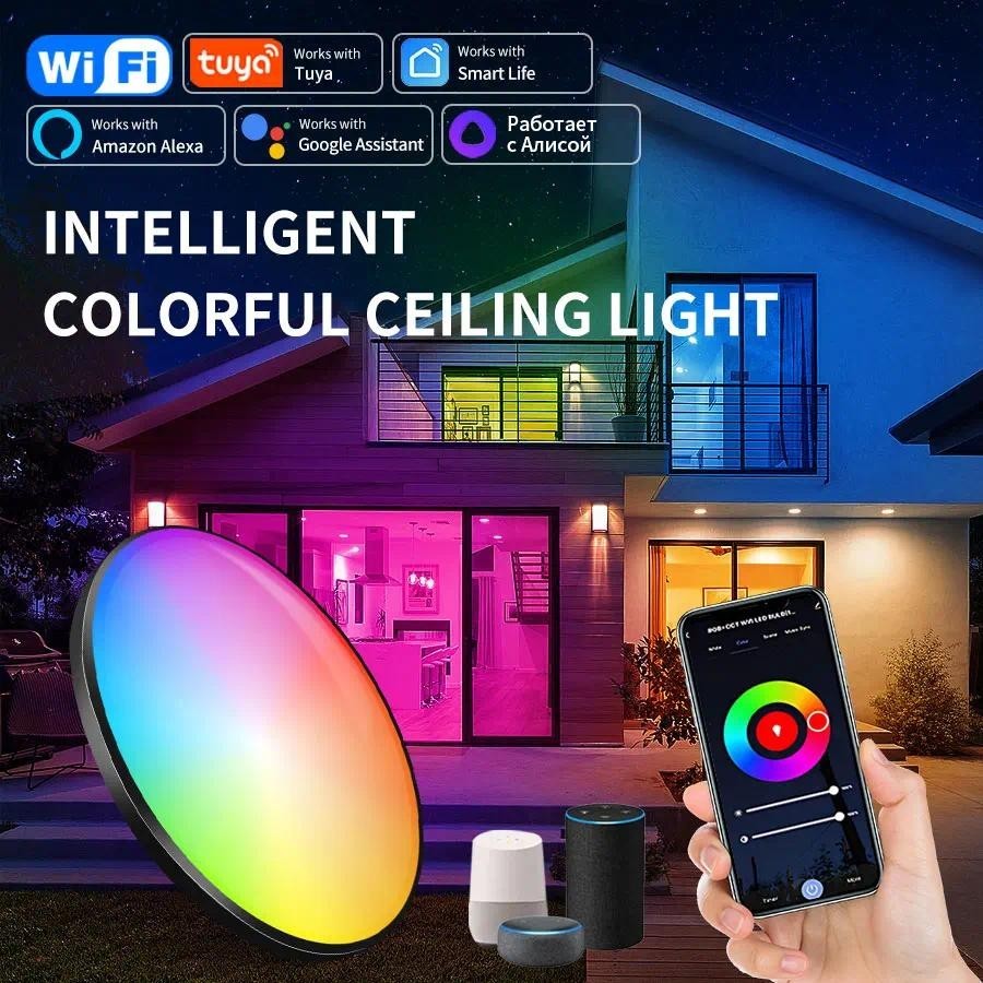 Tuya Smart WiFi LED Ceiling Lamp RGB Alexa Google Assistant For Living ...