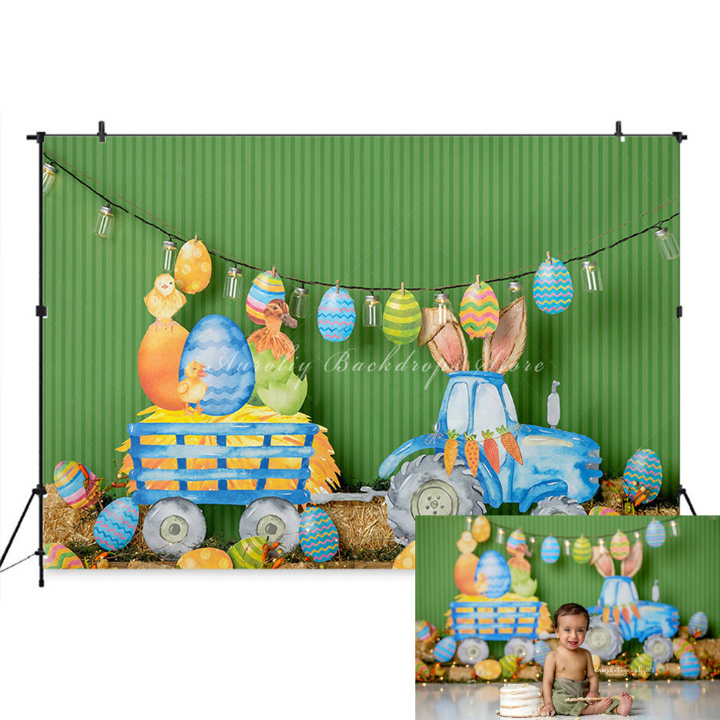 Easter Hay Ride Backdrops kids Baby cake smash birthday Photography ...