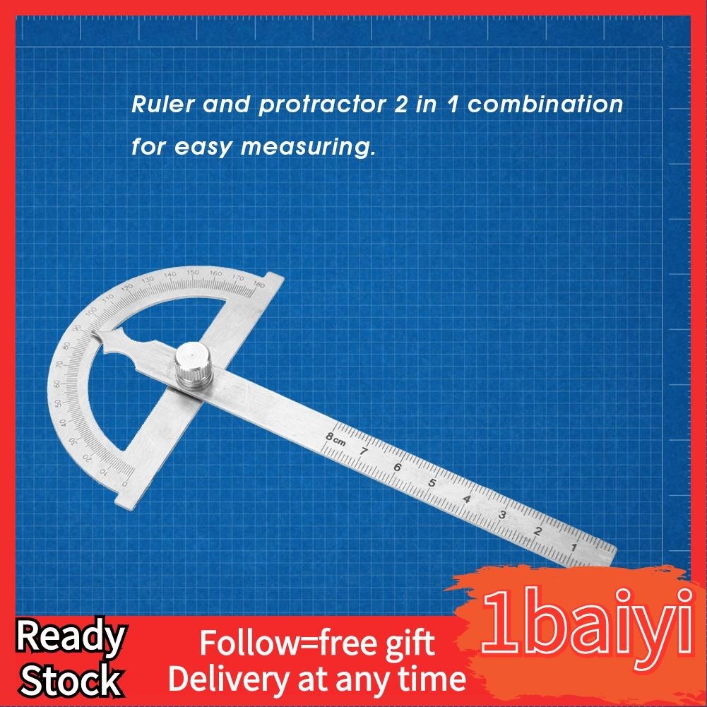1baiyi Protractor Ruler 0-180 Degree Stainless Steel Goniometer Angle ...