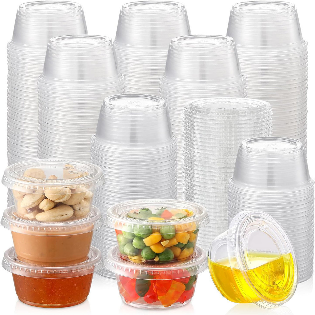 [100pcs-2Oz.]Disposable Plastic Container Clear Portion Cups Bowls with ...