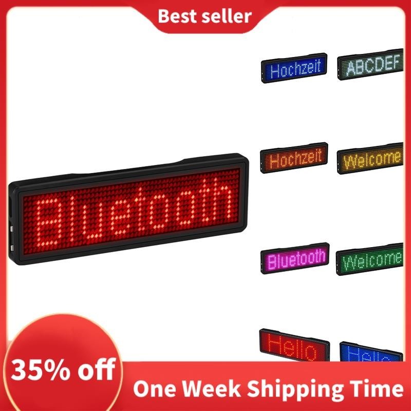 Available Bluetooth LED Name Badge Rechargeable Light Sign DIY ...