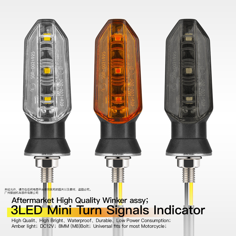 For Honda Suzuki Kawasaki Yamaha MiniShaped 3led Motorcycle Turn