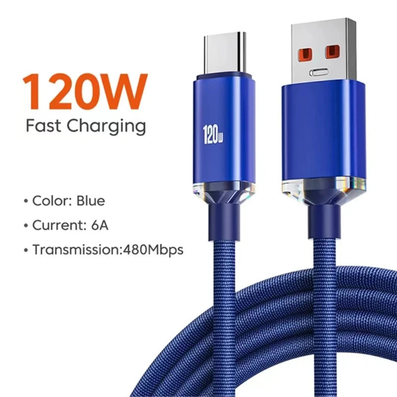 120W USB to Type-C Cable Fast Charging For Android Phone Type C