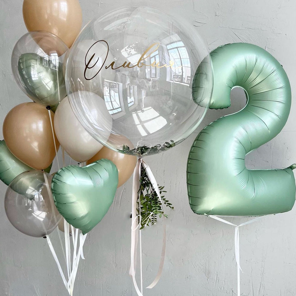 40inch Vintage Green Number Balloon With Retro Green Balloons Set For 