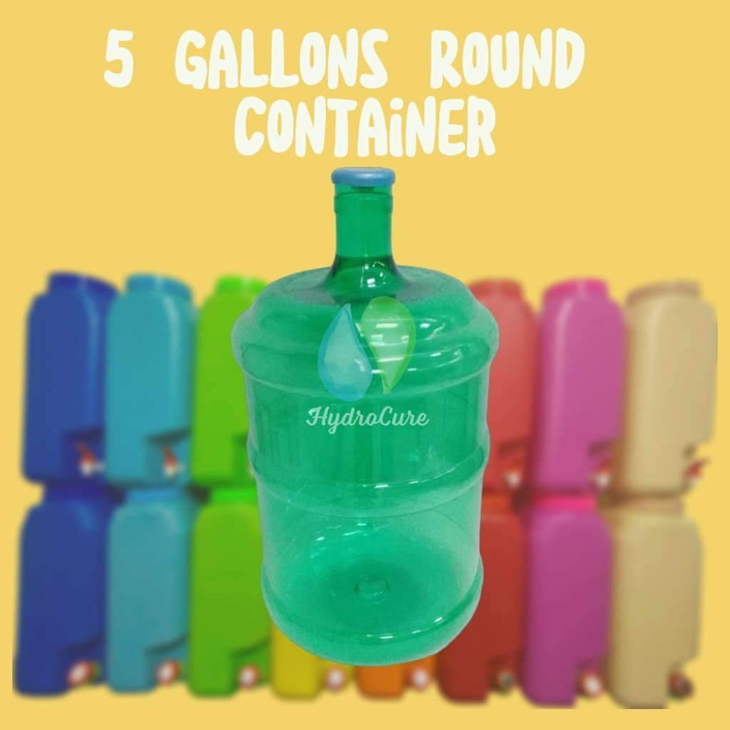 5 Gallons GREEN Round Container Jug Water Dispenser w/ Non-Spill Cap or ...