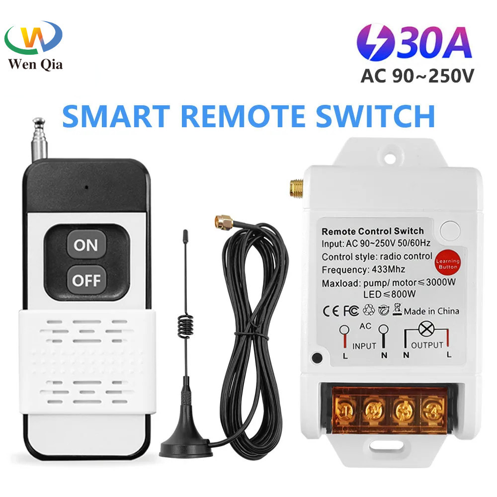 RF 433 Mhz Universal Wireless Remote Control Switch 110V 220v 30A 3000M ...