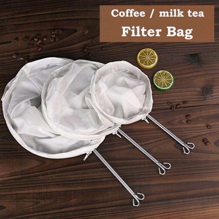Coffee Milktea Filter Bag Washable Reusable Stainless Steel Muslin ...