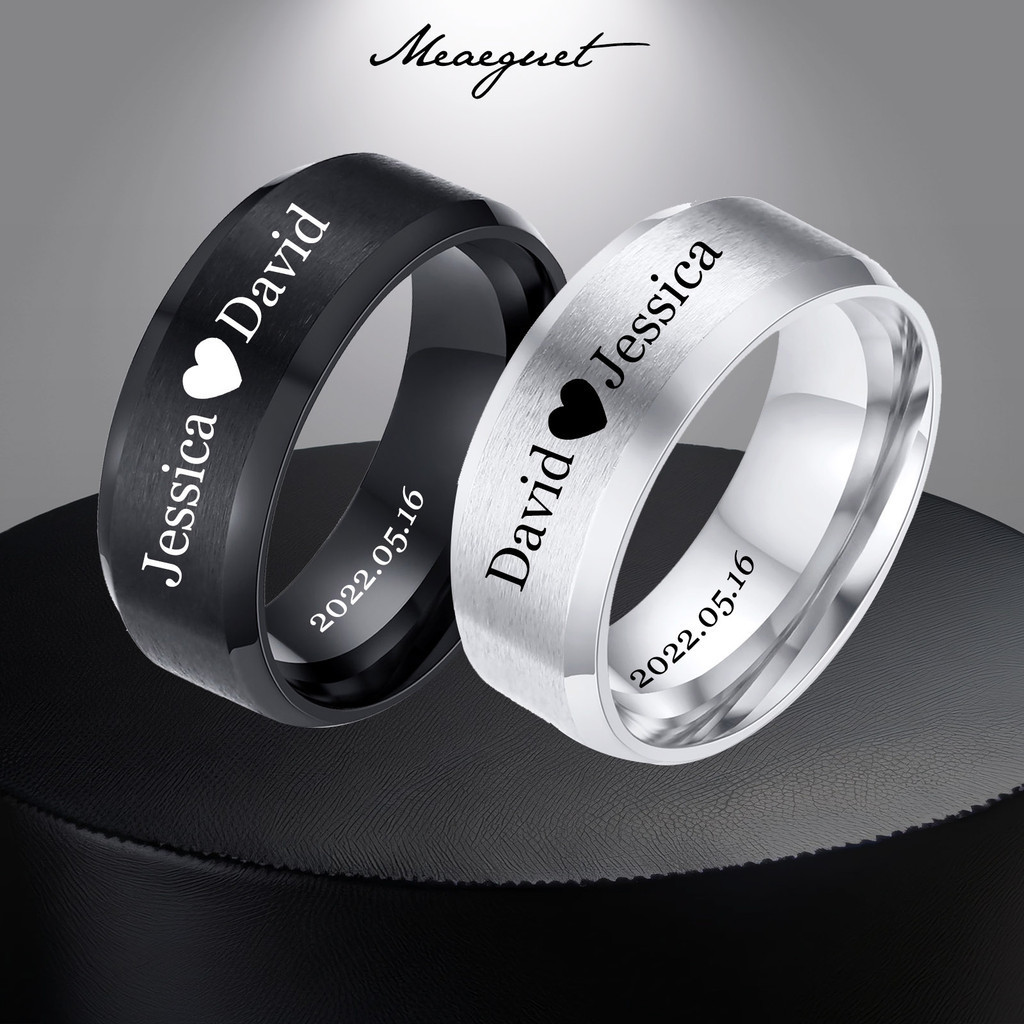 Meaeguet Personalized Couple Rings,Promise Ring Wedding Band Adjustable ...