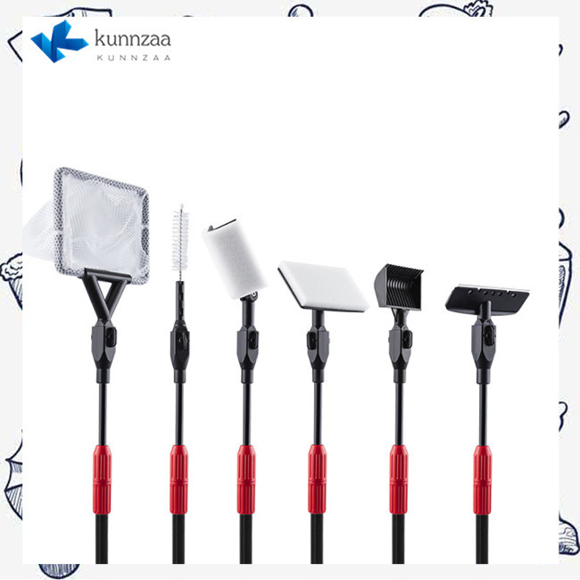 KUN Fish Tank Net Gravel Rake Algae Scraper 6 In 1 Aquarium Clean Set
