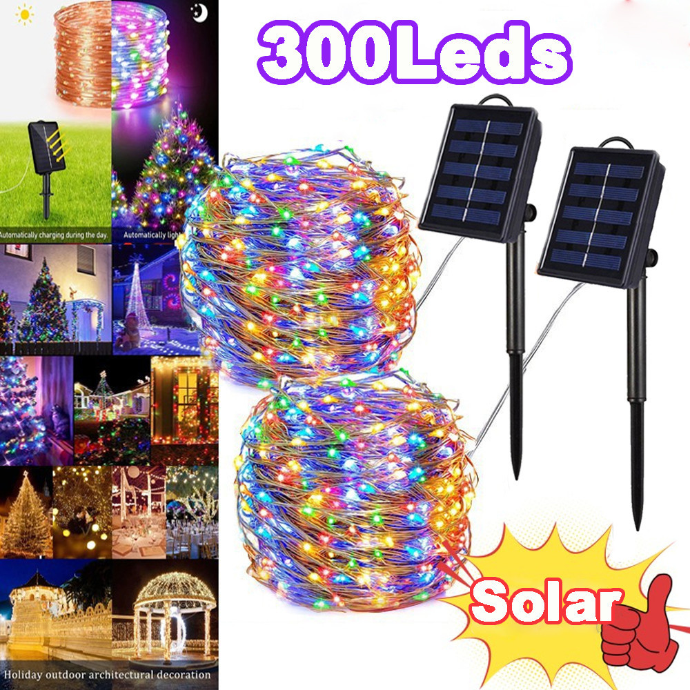 Ligyetor 32M 300LED Waterproof Solar Fairy Lights Outdoor String Lights ...