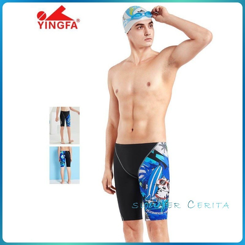 YINGFA Mens Competition Swimming Trunks Boy Waterproof Professional