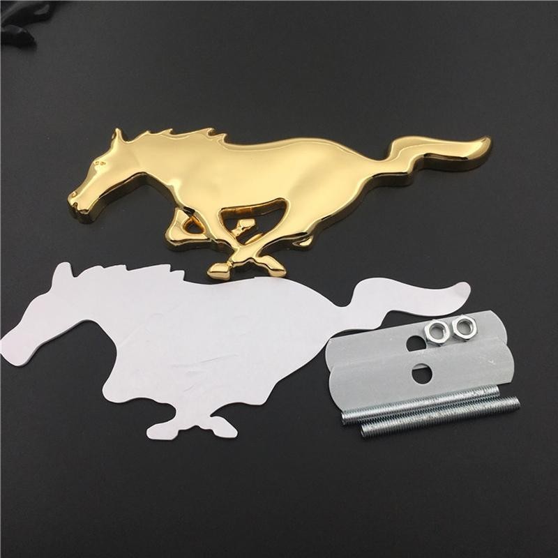 Gold Car Front Grille Emblem for Mustang Logo Auto Metal Body Rear ...