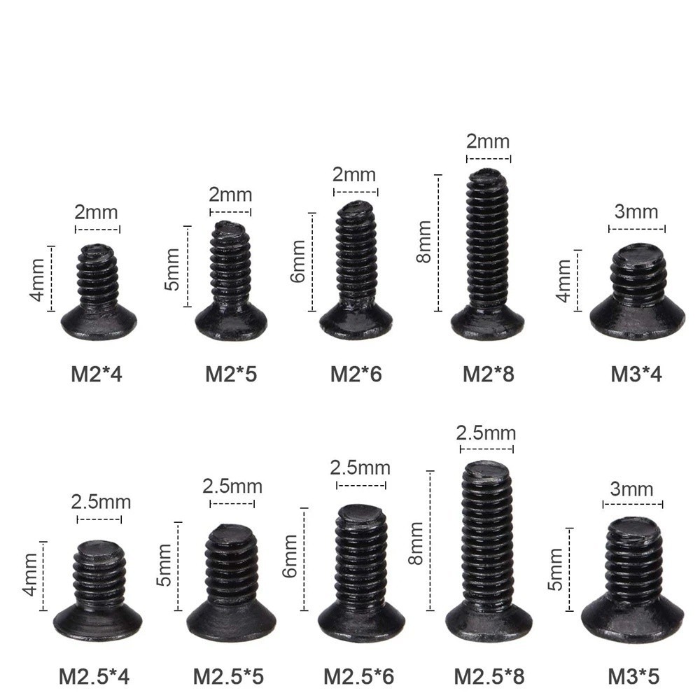 500Pcs M2 M2.5 M3 Universal Laptop Screws Set Flat Head Computer ...